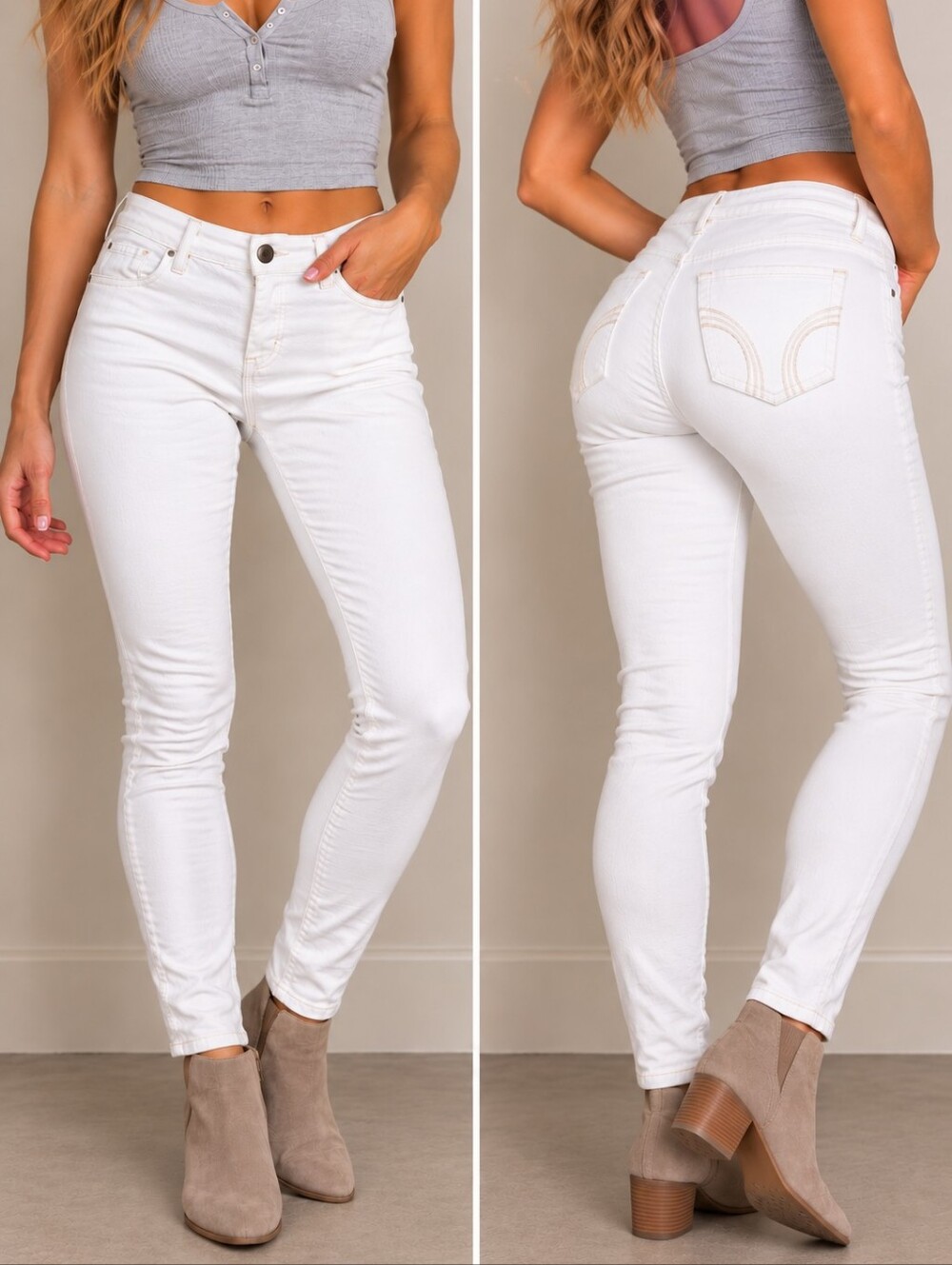 Hollister 5R 27 White Low Rise Skinny Jeans Stretch Denim Y2K